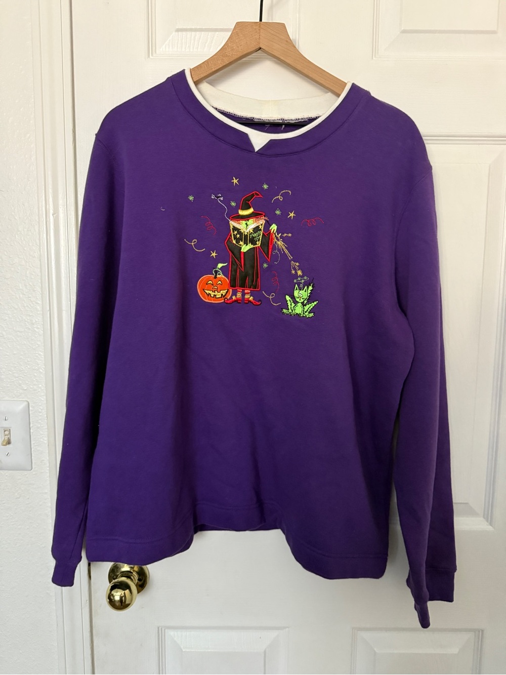Y2K Halloween Witch Whimsical Crewneck Pullover Women’s XL